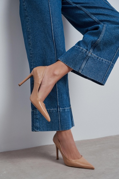 NİŞANTAŞI SHOES Γυναικείο στιλέτο Lunara Ten με ρουστίκ σχέδιο και μυτερή μύτη