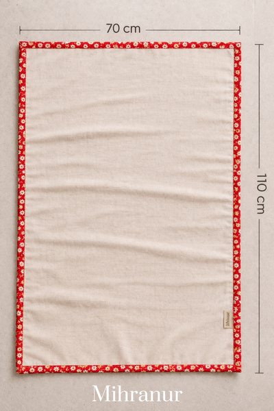 Mihranur Flower Patterned Minimal Linen Prayer Rug Prayer Rug Prayer Beads Gift-Dowry Bundle Umrah and Gift Prayer Rug