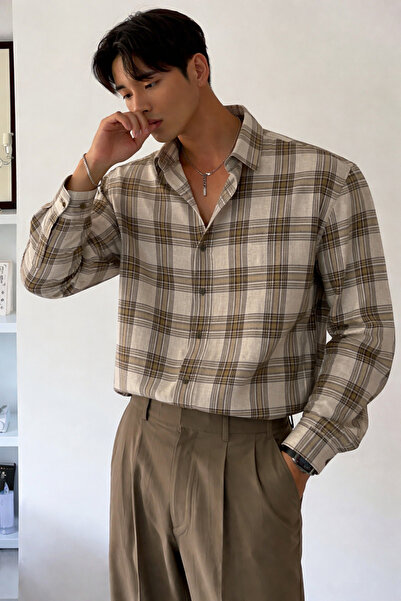 COOL TARZ Ανδρικό καρό πουκάμισο με λεπτή εφαρμογή, μακρυμάνικο, βαμβακερό, κ...