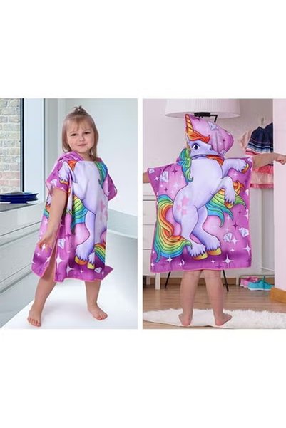 ZCM-HAPPY Kids Hooded Cape Bath Towel Microfiber Towel for Bathing Swimming