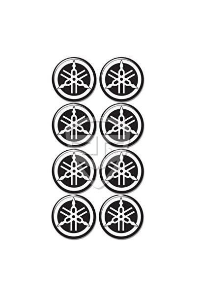 Redline Grafik Yamah Logo 8'li Koruma Takozu 3D Sticker Etiket Siyah Gümüş