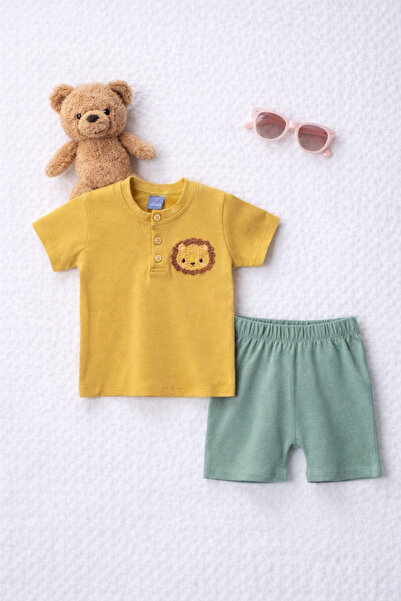 BABY SPORT Baby Boy T-Shirt Shorts Set Lion Detailed Cotton Summer Set