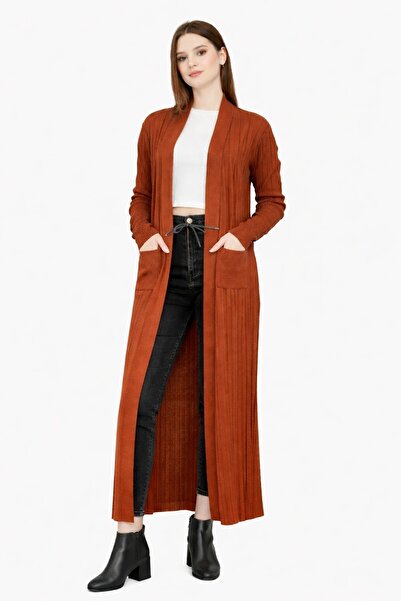 onno style woman Standard Size Long Knitted Fiber Women's Jacket