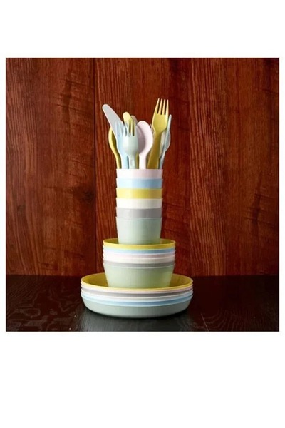 IKEA Kalas Tabak, Bardak, Çatal, Kase Seti Pastel Tonlar 36 Parça