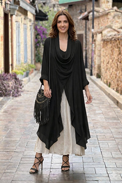 Nevin Kaya Moda Μαύρο Μεταξωτό Τουνίκ Άπειρο