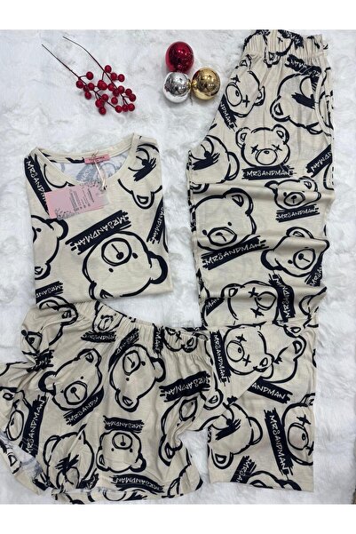 pijamaworld ALTI UZUN ŞORT 3LÜ PAMUKLU TAKIM
