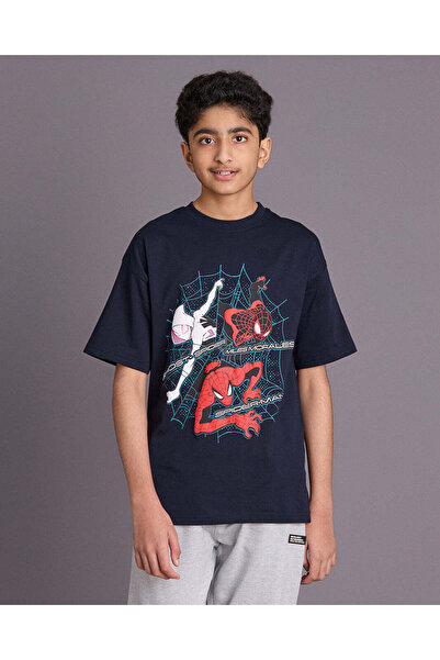 REDTAG Senior Boys Navy Printed T-Shirt