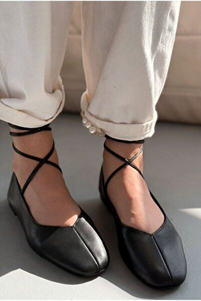 I Love Shoes Γυναικείες μπαλαρίνες Morven από γνήσιο δέρμα σε μαύρο χρώμα