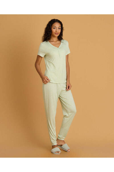 REDTAG Women Green 2 Piece Pajama Set
