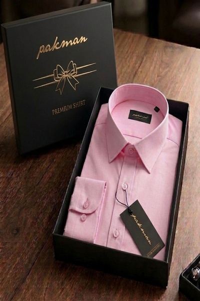 Pakman PREMIUM Pamuk Saten Slim Fit Erkek Gömlek - Hediye Kutulu