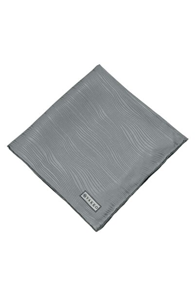 Vakko Jacquard Silk Scarf - Wave Pattern - Gray