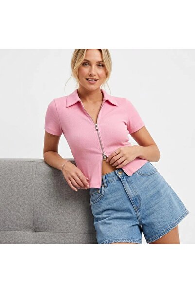 Park Karon Γυναικεία μπλούζα καμιζόλα με διπλό φερμουάρ και λαιμόκοψη πόλο 13004