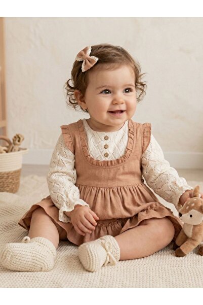 Cherrys Bebek Dantelli Keten Kız Bebek Elbise
