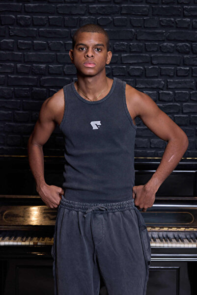 QUİCKPREP Men's Anthracite Gray Ribbed Athlete Undershirt - Slim Fit Lycra Co...