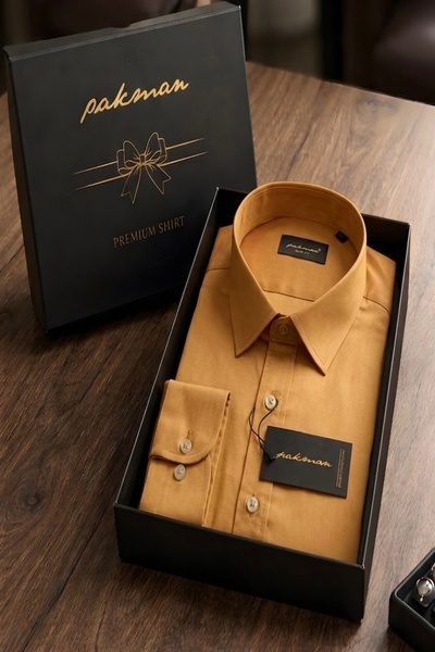 Pakman PREMIUM Pamuk Saten Slim Fit Erkek Gömlek - Hediye Kutulu