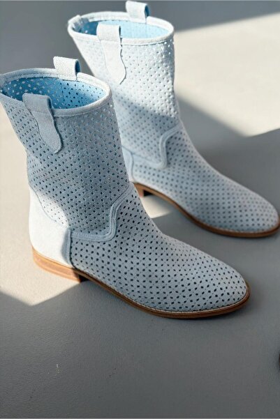 I Love Shoes Meror Baby Blue Suede Women's Perforated Summer Boots