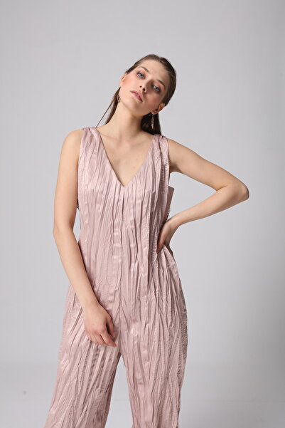 amille Crush Saten Kolsuz İşleme Detaylı Tulum