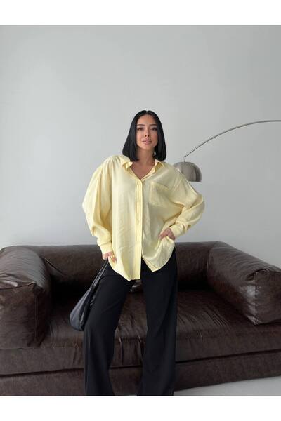 LE CARAMBOLE Women's Yellow Long Sleeve Oversize Shirt