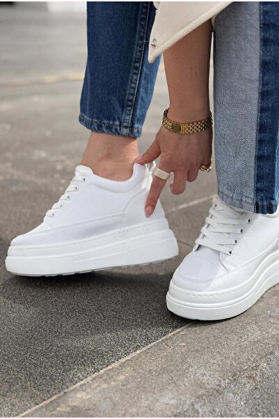 I Love Shoes Γυναικεία αθλητικά παπούτσια Korin Λευκά ματ δερμάτινα με κρυφό ...