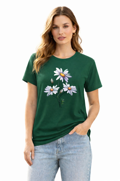 DAXİS Sportwear Company Γυναικείο μπλουζάκι με στάμπα μαργαρίτες