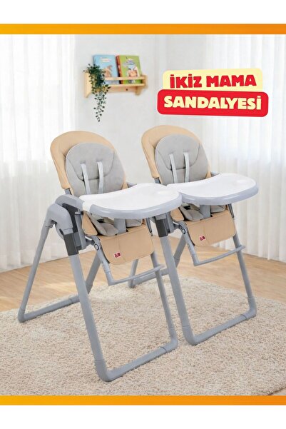 modabebekler İkiz Mama Sandalyesi 7 Kademeli Ayar Katlanır Çıkarılabilir Teps...