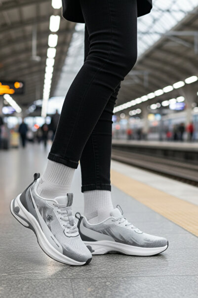 lumberjack PR-3283 Λευκά ανοιχτό γκρι γυναικεία παπούτσια sneaker για καθημερ...