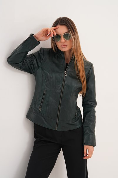 Metins Leather Kadın Fit Kesim Eskitme Detaylı Hakiki Deri Mont 268Rotto