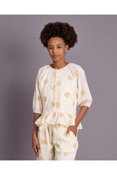 REDTAG Senior Girls White Printed Blouse