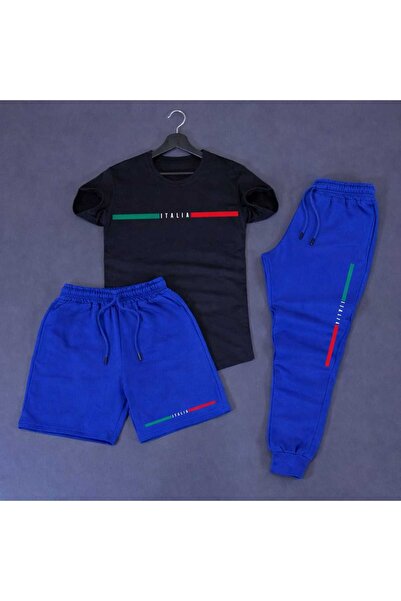 puolikuu Ανδρικό σετ φόρμας oversize 3 τεμαχίων - μπλουζάκι με στάμπα σε χρώμ...