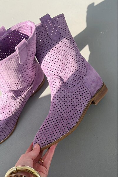 I Love Shoes Meror Γυναικείες διάτρητες καλοκαιρινές μπότες λιλά σουέντ