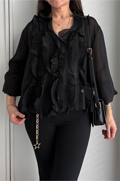 Suziş ΦΙΡΦΙΡΛΙ ΜΠΛΟΥΖΑ ΜΕ ΛΑΙΜΟΚΟΨΗ ΣΕ ΣΧΗΜΑ V Διαφανές 5023