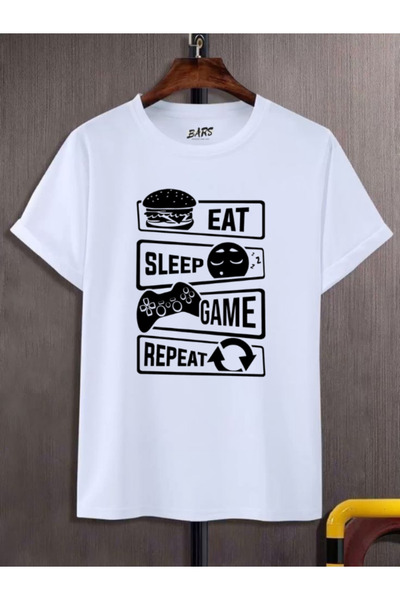 barsdepo Μπλουζάκι EAT SLEEP GAME, Ποιότητα PREMIUM Unisex για Παιδιά / Ενήλι...