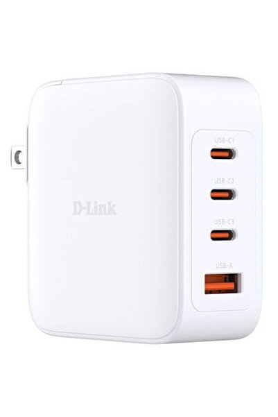 D-Link DCF-141 140W Φορτιστής GaN, 1xUSB-A, 3xUSB-C, Λευκό