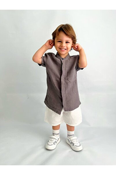 Miniminnakkidswear طقم علوي وسفلي من قماش الموسلين الأصلي للأولاد من 3 إلى 10...