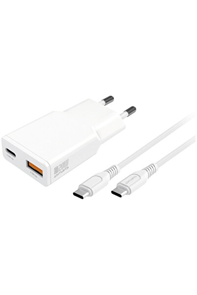 4smarts Φορτιστής ρείτα Σλιμ Ντούος, 20W, 1x USB-C, 1x USB-A, 1x Καλώδιο USB-...
