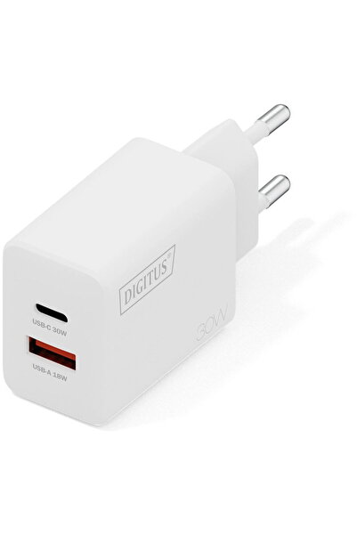Digitus Usb gan 30w charger, digitus, 1xusb-a, 1xusb-c, white