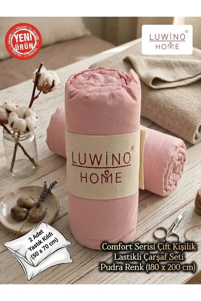 LUWİNO HOME Comfort Series Cotton Double Elastic Sheet Set (180 X 200 Cm, 30 cm Height)