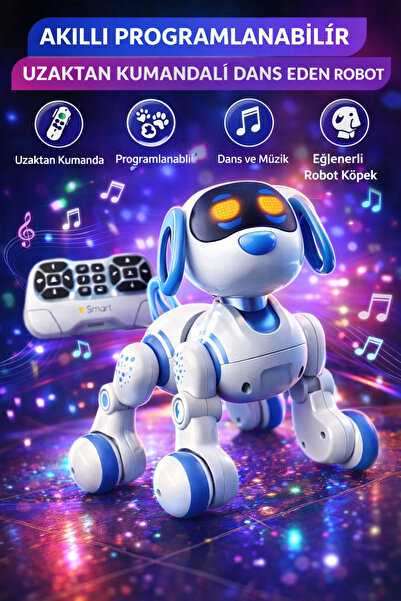 TRUST STORE Akıllı Programlanabilir Uzaktan Kumandalı Dans Eden Robot Köpek L...