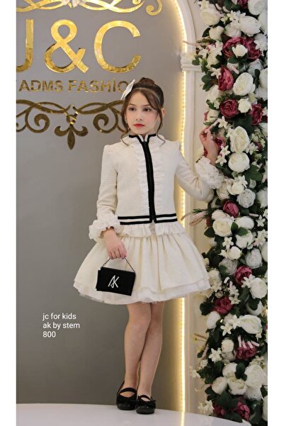 JC Luxurious Girls' Tweed Dress Set - a Royal Look with Classic Touches by J&C
