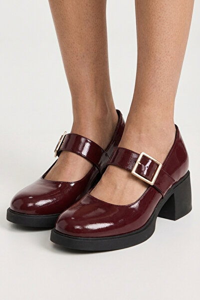 GRADA Γνήσιο δέρμα μπορντό λουστρίνι με τακούνι Mary Jane Γυναικεία παπούτσια...