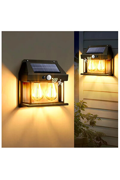 TeknoClass Yeni Ürün Solar Sensörlü 2Li Duvar Lambası Güneş Enerjili LED Bahç...