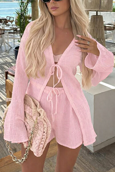 Tarz Cool Γυναικείο Σετ Σορτς Μουσελίνας – Ελαφρύ Καλοκαιρινό Σετ με Λεπτομέρ...