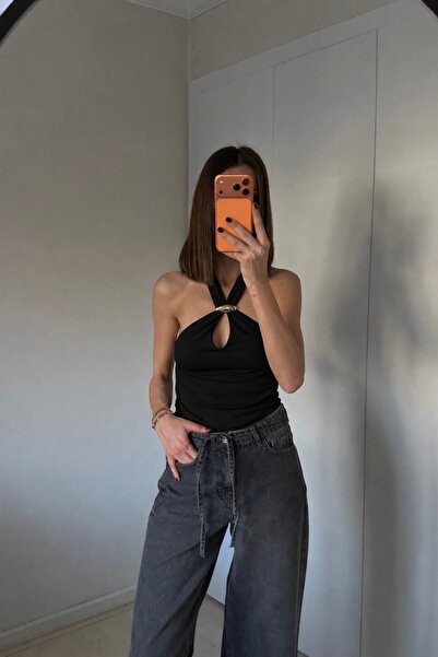 NURCAN KESKİN STORE Halter Neck Buckle Detail Top Body