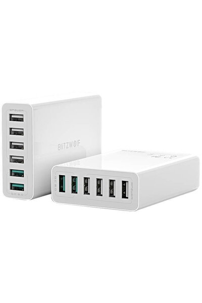 BlitzWolf Incarcator GSM 6x USB BW-S15, QC 3.0, 60 W - Λευκό