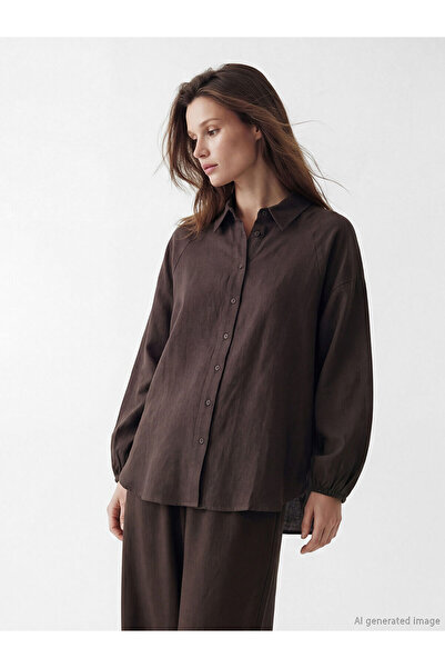 LC Waikiki Nevavm Farkıyla Lcw Modest Brown Textured Oversize Muslin Women's ...