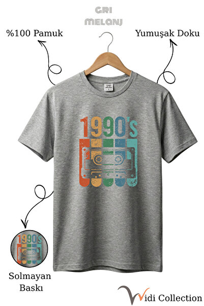 WİDİ Βίντατζ Ρετρό Μπλουζάκι με στάμπα της δεκαετίας του '90, 100% βαμβακερό,...