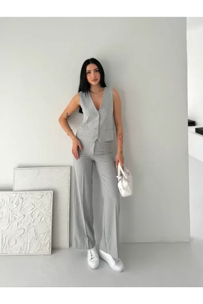 Kanonik Education Ριγέ υφασμάτινο γιλέκο και παντελόνι Tansel, Σετ δύο τεμαχί...