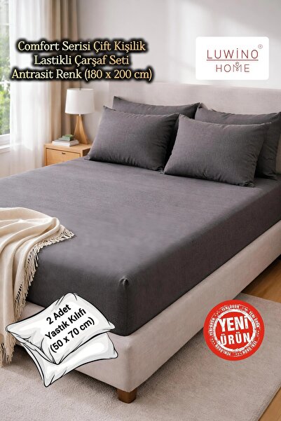 LUWİNO HOME Σετ Βαμβακερά Ελαστικά Σεντόνια Διπλά Σειρά Comfort (180 x 200 εκ...