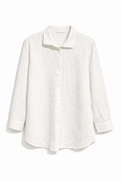 Mixray 4860 Дамска раирана овърсайз риза бяла