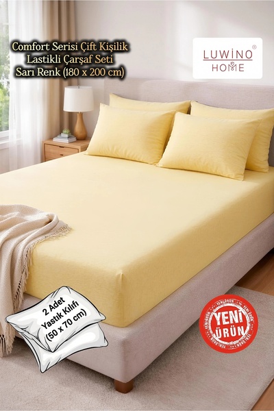 LUWİNO HOME Σετ Βαμβακερά Ελαστικά Σεντόνια Διπλά Σειρά Comfort (180 x 200 εκ...